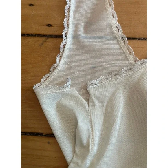 vintage coquette fairy slip top with lace and pink flower detail - Picture 7 of 9